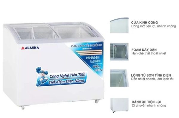 Tủ đông Alaska KC-210C kính cong